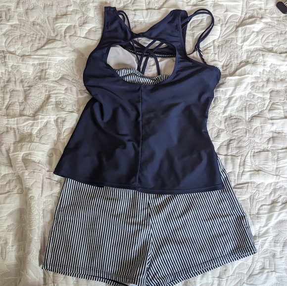 Blue + White Striped Swim set - Picture 4 of 4